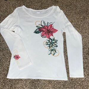 🎄3/$20
Poinsettia Long Sleeve White Top